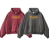 YKH 350GSM Boxy Acid Wash Venta al por mayor Logotipo personalizado Fleece Fabric Heavyweight Distress Sudadera con capucha de gran tamaño Sudaderas con capucha para hombre