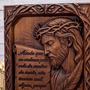 <span class=keywords><strong>Plaque</strong></span> murale en bois avec portrait de Jésus et verset biblique du Psaume 23, décoration religieuse chrétienne pour la maison, l'église, cadeau - Product Image 4