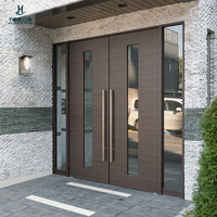 Porte d'entrée simple en acier inoxydable avec vitrage latéral, anti-effraction, pour villa privée ou résidence