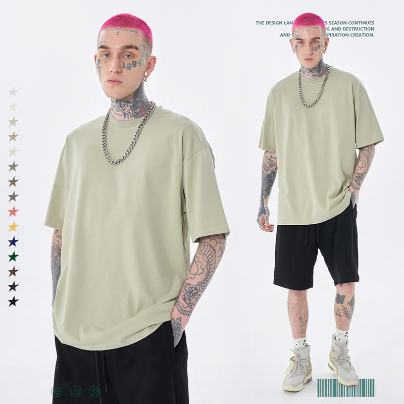 Maglietta da uomo con lavaggio acido all'ingrosso Streetwear hip hop stone 100% magliette in cotone con logo personalizza T-shirt vintage oversize