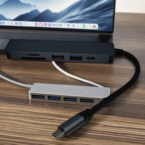 Hub USB avec charge rapide 100W Type-C en alliage d'aluminium 5-8 ports USB 3.1 pour lecteur de carte SD 2.0 Stock disponible - Product Image 3