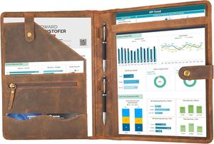 Portafolio de Cuero Genuino LL LEATHER LATCH con Logotipo, Organizador para Hombres y Mujeres, Carpeta con Anillas para Papel A4/Carta, Portaplumas, <span class=keywords><strong>Portadocumentos</strong></span> - Product Image 3