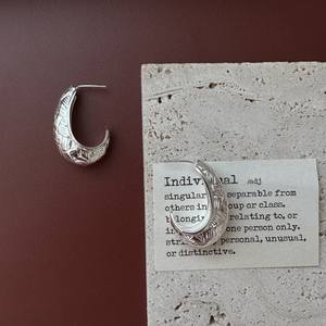 S925 <b>Sterling</b> <b>Silver</b> Korean Style Retro Braided C-Shaped Earrings Simple Vintage Ear Jewelry Wholesale Fashion <b>Studs</b> - Product Image 5