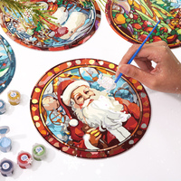 6pcs napperons de peinture de Noël par numéros, décorations de table de cuisine, cadeaux de vacances faits à la main bricolage, ensemble d'artisanat d'art de Noël