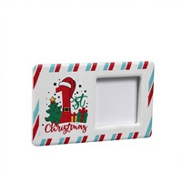 Cadre photo en céramique DJ 4x6 pouces, 1,2 cm d'épaisseur, design festif de Noël avec chapeau de Père Noël |   OEM/ODM |   Écologique |   UV