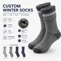 Chaussettes pour hommes en tissu éponge personnalisées, chaudes, épaisses, tendance, sportives, douces, fabrication OEM, vente en gros, stock disponible, pour l'hiver