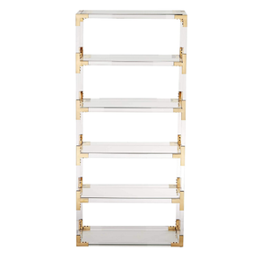 Estantería a medida de 6 estantes, dorada y acrílica transparente, estantería de exhibición, estantería de pie para suelo lucite - Product Image 5