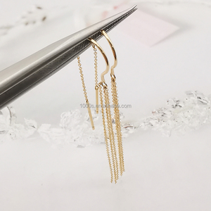 Pendientes de aros colgantes de oro de 18K para mujer, novedad, 1000 - Product Image 5