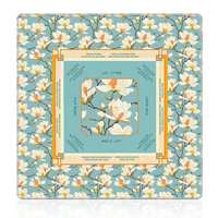 Tapete Antideslizante Personalizado para Mahjong con Diseño de Magnolia Azul Oriental, Cubierta Impermeable y Reductora de Ruido para Juegos de Cartas, Dominó y Azulejos, Duradero