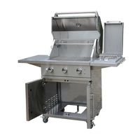 Gril à gaz en acier inoxydable haut de gamme avec 3 brûleurs principaux Gril de barbecue extérieur luxueux sur chariot pour barbecues