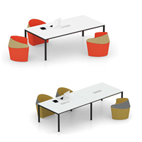 Bureau de travail modulaire contemporain 4 places en bois et aluminium avec tiroirs utilitaires - Poste de travail commercial pour salle de conférence |