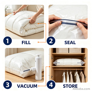 Sac de rangement sous vide Jumbo extra large 80 x 120 cm avec fermeture éclair en PVC pour couverture, couette, édredon - Product Image 5