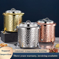 Marmite à soupe chaude en acier inoxydable motif marteau plaqué or contrôle de la température commerciale chauffage électrique pot à soupe buffet d'hôtel