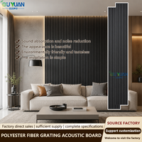 Panel Akustik Kayu MDF Coklat Oak Ramah Lingkungan Tahan Api PVC Tiga Sisi Laminasi Gaya Midcentury Modern Warna Kuning untuk Ruang Tamu, Kamar Tidur, Hotel
