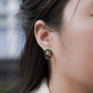 Boucles d'oreilles pendantes en argent sterling S925 avec agate mousse et zircon cubique 5A pour femmes - Product Image 5