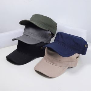 Gorra de béisbol vintage de color liso con visera plana al por mayor OEM, gorra de cadete ajustable para papá - Product Image 2