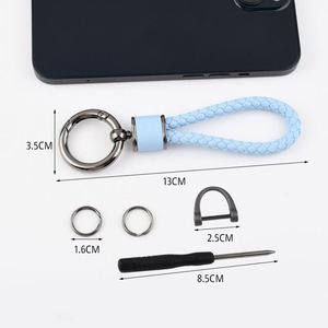 <span class=keywords><strong>Porte</strong></span>-clés en cuir tressé OEM avancé, vierge, fait main, multicolore, pour clés de voiture, avec cordon, accessoires de pendentif, vente en gros - Product Image 6