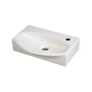 Set lavabo in ceramica da bagno sospeso multifunzionale di piccole dimensioni per bagno dell'hotel con foro singolo