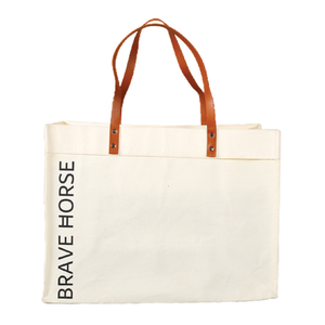 Custom New Fashion Cotton Shopping <b>Bag</b> <b>Large</b> <b>Canvas</b> Tote <b>Bag</b> With Leather Straps Handle - Product Image 3