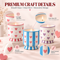 Cadeau pour la Saint-Valentin, logo personnalisé, marque privée, bougie en céramique décorative romantique à rayures en forme de cœur, parfum d'ambiance pour la maison