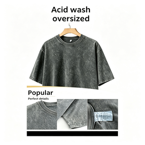 Camiseta Oversize de Algodón 100% con Lavado Ácido para Hombre, Cuello Redondo, Tejido Suave de Punto Jersey, Estilo Casual, Talla Personalizada - Product Image 2