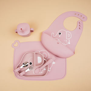 2024 Top vente chaude bébé vaisselle ensemble sans BPA Silicone assiettes bols bavoirs pour nouveau bébé alimentation - Product Image 4