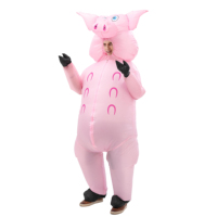 Costume de cochon gonflable pour adulte, convient aux personnes de 1,5 à 2 m de taille, idéal pour Noël, le cosplay, les fêtes, les spectacles sur scène et les bals masqués