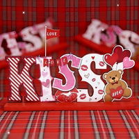 Décoration de table en bois Saint-Valentin LOVE KISS SWEET, ornement autoportant pour mariage, fête, décoration intérieure