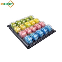 Boîte de présentation en plastique à 20 compartiments pour macarons, desserts, biscuits, baklavas – Contenant PET