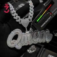 Colgante con Letra AD Personalizada, Diseño Completo en Moissanita VVS, Plata de Ley 925, Chapado en Oro de 14K/18K, Joyería Hip Hop con Diamantes