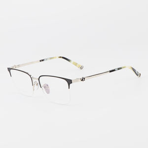 クラシックハーフフレームブラックパンク耐久光学処方Y2k高級ブランド保護メガネ安全チタン眼鏡フレーム - Product Image 2