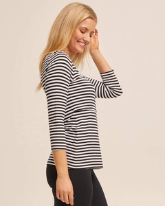 2020 de Otoño de las mujeres 3/4 mangas a rayas de Ribbed ropa de <span class=keywords><strong>lactancia</strong></span> superior de enfermería camisetas - Product Image 3