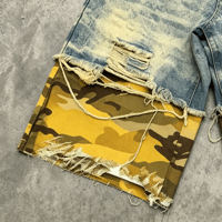 Fabricant de vêtements Ouna, shorts en jean cargo personnalisés, patchwork, camouflage, déchirés, lavés, pour homme