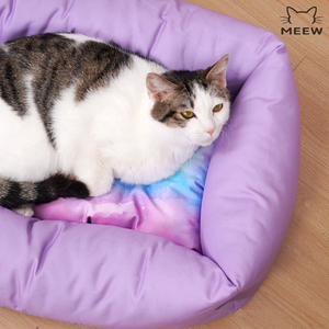 Coussin pour animaux de compagnie Gradient Dream, lit pour chat rectangulaire violet avec coussin dégradé, rebord haut, tapis en coton PP doux pour chats et petits chiens - Product Image 4