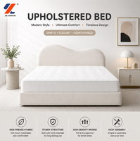 Lit plateforme minimaliste de luxe rembourré avec tête de lit incurvée, rembourrage en mousse douce, cadre de lit réglable pour mobilier de chambre