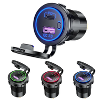 12V 24V interrupteur marche/arrêt charge rapide double port USB type C PD QC3.0 adaptateur chargeur de voiture