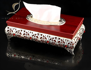 Caja de Pañuelos de Lujo QIAN HU <span class=keywords><strong>2026</strong></span>, Estilo Vintage Real, Metal Dorado con Efecto Madera, Porta Servilletas Rectangular, Resistente - Product Image 5