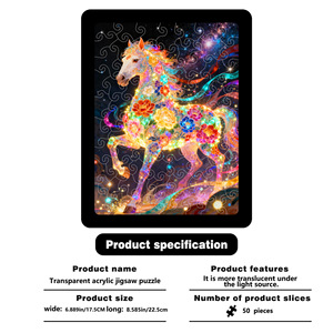 Rompecabezas plano de acrílico con diseño de caballo y flores coloridas, arte decorativo, 2 mm de grosor, juguete de ensamblaje para jóvenes - Product Image 4