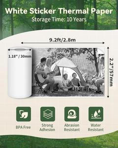 3 Rollos de Mini Adhesivos de Goma Activados por Agua, Impermeables, Resistentes a Desgarros, 10 Años, 57 mm x 3.5 m, para Diario, Fotos, Texto, Estudio - Product Image 2