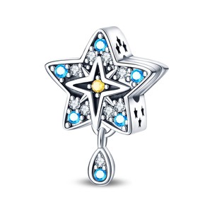 Abalorios de <span class=keywords><strong>Plata</strong></span> de Ley 925 con Circonitas Moradas y Azules, Colgantes de Flor de Pansy, Estrella y Tai Chi para DIY, Pulseras y Collares, Joyería Fina - Product Image 2