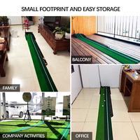Tapete de Golf para Interiores con Césped de Doble Tono, Retorno de Pelotas, Doble Hoyilla, Línea de Alineación y Soporte para Putter, Ideal para Entrenamiento en Casa u Oficina