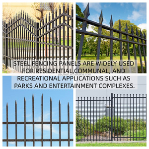 Clôture en <span class=keywords><strong>acier</strong></span> d'extérieur, panneau en <span class=keywords><strong>acier</strong></span> <span class=keywords><strong>corten</strong></span> moderne, électrogalvanisé, clôture à piquets ou à barreaux, poteaux de clôture en <span class=keywords><strong>acier</strong></span> galvanisé - Product Image 3