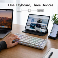 Clavier de jeu mécanique 68 touches, tri-mode, hot-swappable, RGB, sans fil 5.3, USB-C, compact, touches latérales imprimées, OEM