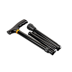 Canne pliante en alliage d'aluminium pour personnes âgées, béquille simple portable avec embout en caoutchouc, couleur noire - Product Image 2