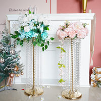 Haute qualité style moderne métal cristal or fleur support grand lustre centres de table pour la décoration de mariage