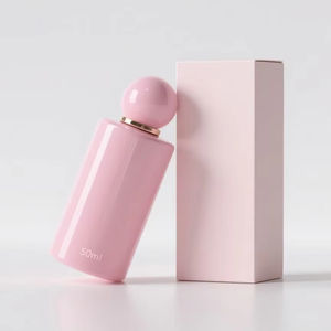 Botella de perfume de nicho de lujo de 50ml, cuerpo suave y brillante con tapa esférica de tono rosa desnudo suave, botella de vidrio personalizable para <span class=keywords><strong>marca</strong></span> - Product Image 3