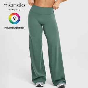 <span class=keywords><strong>Pantalones</strong></span> de yoga de cintura alta elásticos <span class=keywords><strong>para</strong></span> <span class=keywords><strong>mujer</strong></span>, de poliéster, de pierna ancha, efecto levantacola, holgados, de pierna recta, <span class=keywords><strong>para</strong></span> gimnasio - Product Image 4