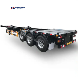3 essieux 20 pieds 40 pieds <span class=keywords><strong>Transport</strong></span> squelette semi-remorque châssis conteneur maître <span class=keywords><strong>transport</strong></span> de conteneur avec serrures de remorque - Product Image 2