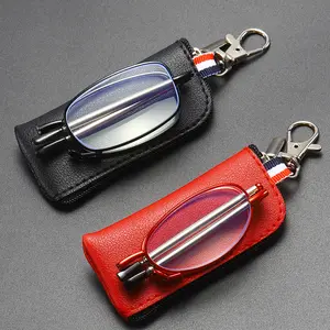 패션 남성 여성 노안 안경 접는 독서 안경 금속 안티 블루 라이트 광학 프레임 가방