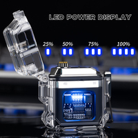 Briquet Arc sans flamme Rechargeable de Type C, coque transparente, briquet à impulsion électronique étanche pour l'extérieur
